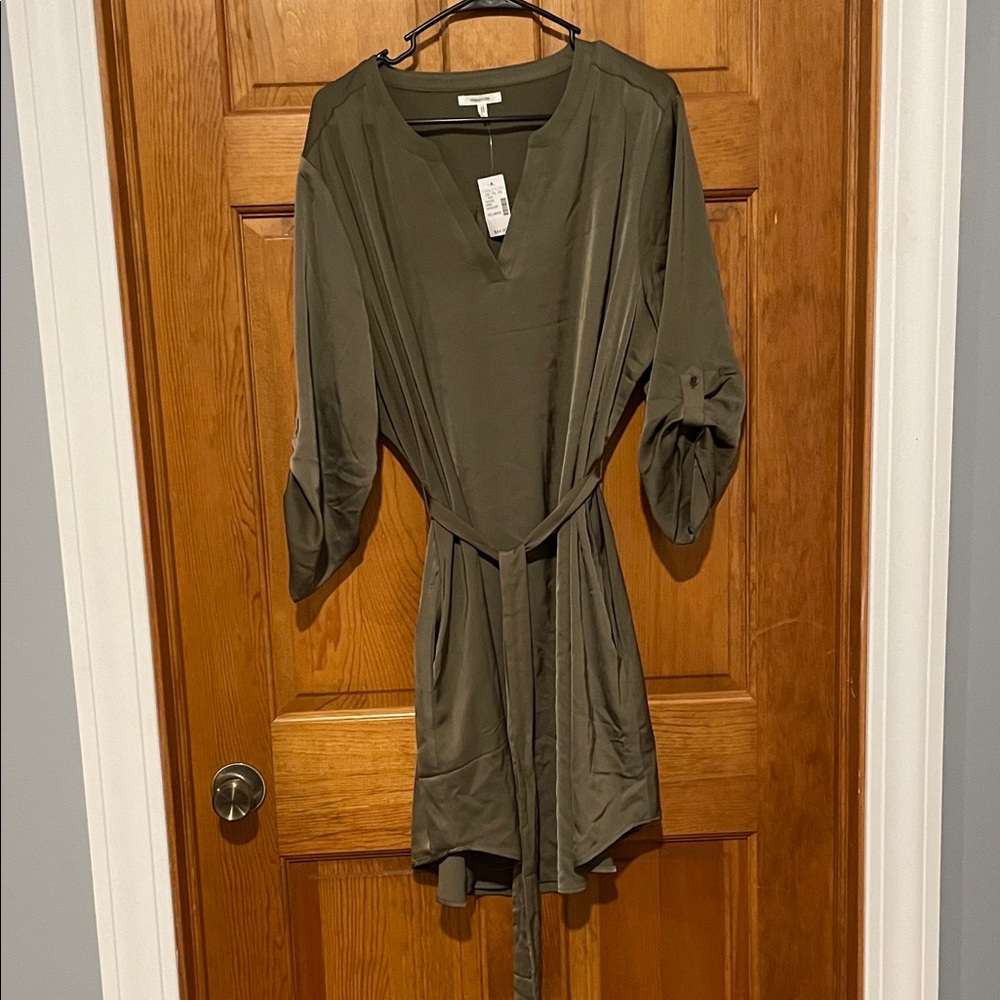 Maurices Olive Green V-Neck Dress with Belt